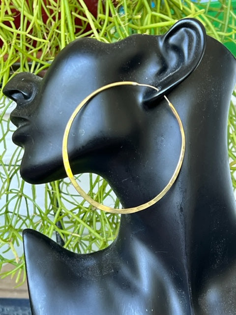XXL Large Brass Hand-Hammered Hoops from Mali