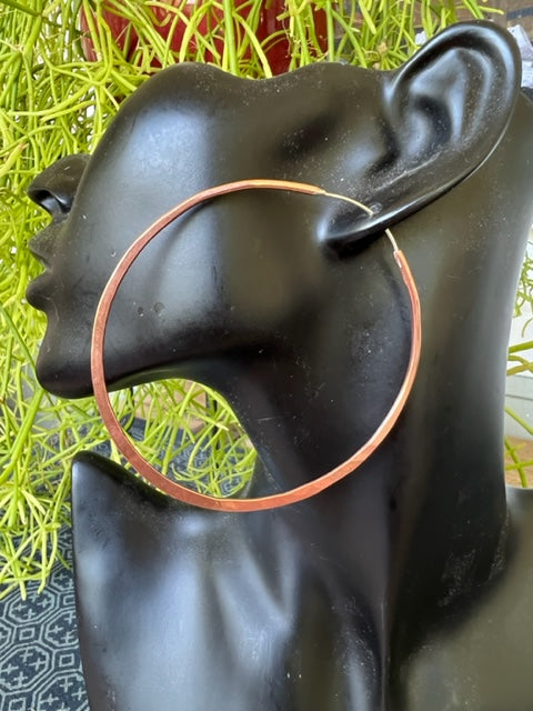 XXL Large Copper Hand-Hammered Hoops from Mali