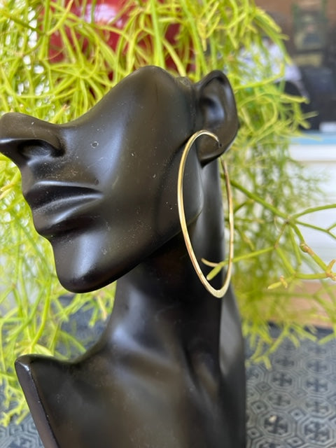 XXL Large Brass Hand-Hammered Hoops from Mali