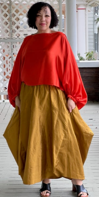 DTH Architect Skirt in 100% Silk Dupioni (Gold)