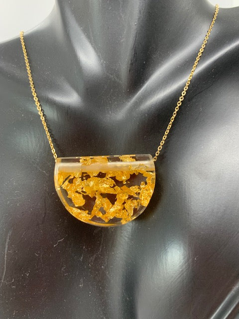 Eco-Resin Necklace w/24 Karat Gold Leaf inlaid