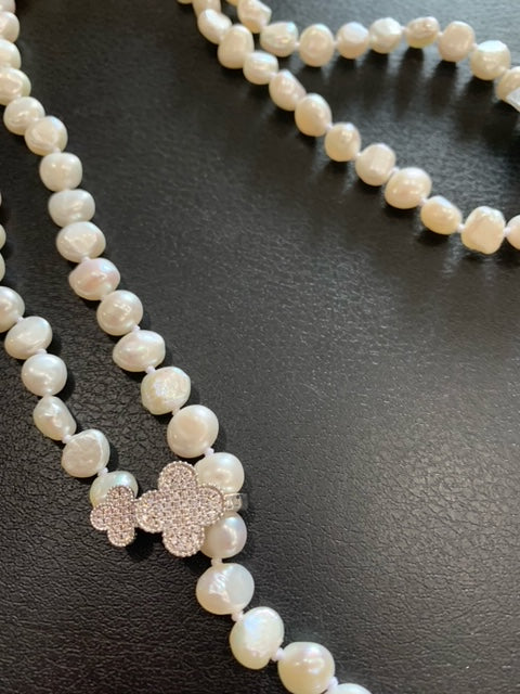 White Hand Knotted Pearls with Adjustable Clasp