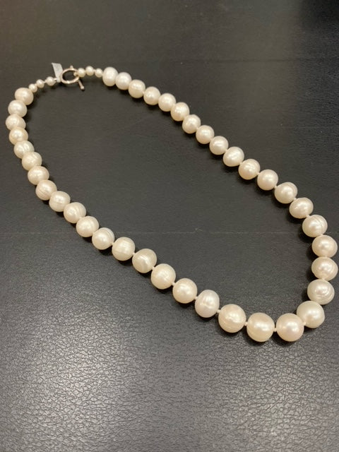 White Hand Knotted Pearls with Sterling Closure