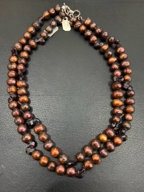 Brown Betty Pearls and Garnet Crystals