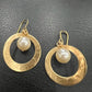 Brass Hoops with Pearl