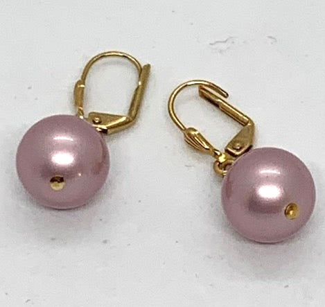 Antique Pearl Swarovski Earrings with Shell Wire (Rose)