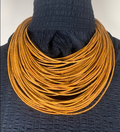 Brightly Colored Multistrand Leather Necklace (Mustard, Purple, or Maroon/Black)