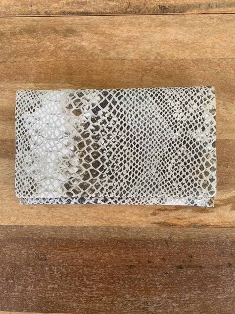 Embossed Leather Wallet (White Snakeskin)