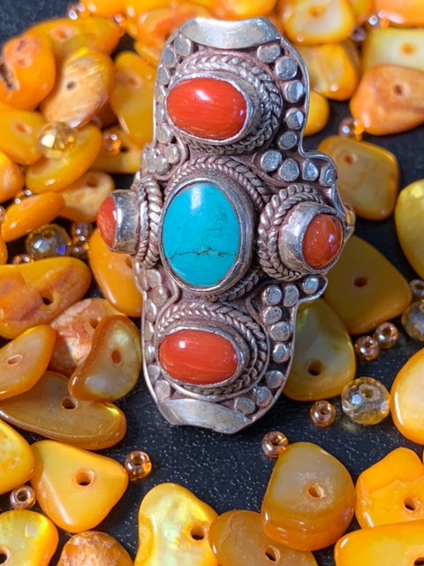 Sterling Silver with Turquoise and Coral