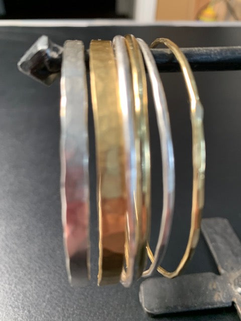 Set of Brass and Titanium Bracelets