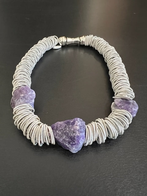 Silver Spring Ring Necklace with Amethyst