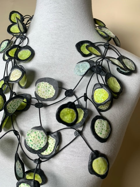 Up-Cycled Rubber and Elastic with Batik Fabric - Green