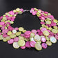 5-Strand Mother of Pearl Necklace (Pink/Green)