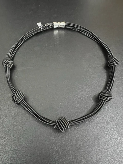 Black Piano Wire with Black Knots