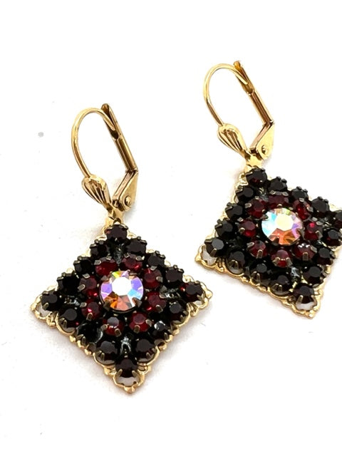 Swarovski Crystal Mosaic Earrings with Springback (Red)
