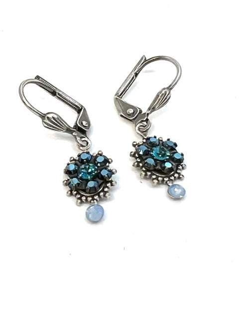 Swarovski Teardrop Cluster Dangle Earrings (Light Blue)