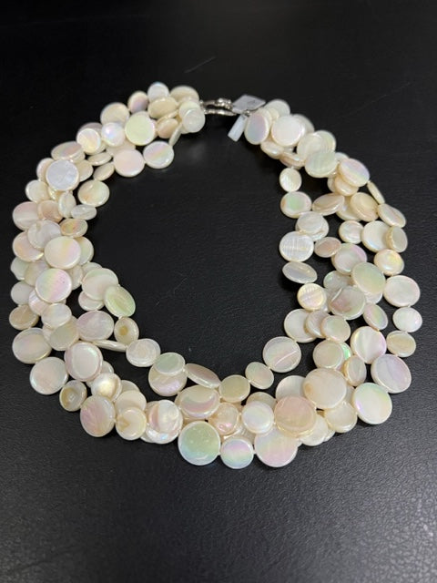 5-Strand Mother of Pearl Necklace (White)