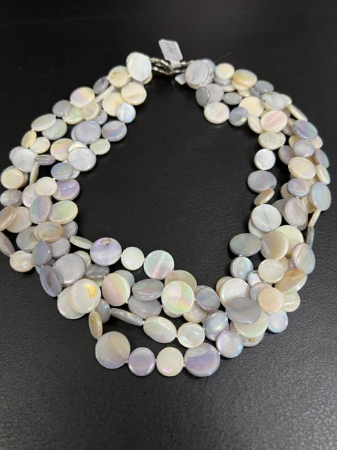 5-Strand Mother of Pearl Necklace (Gray and White)
