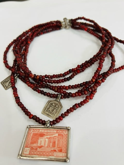 Berry Beads and Antique Stamps with Amulets