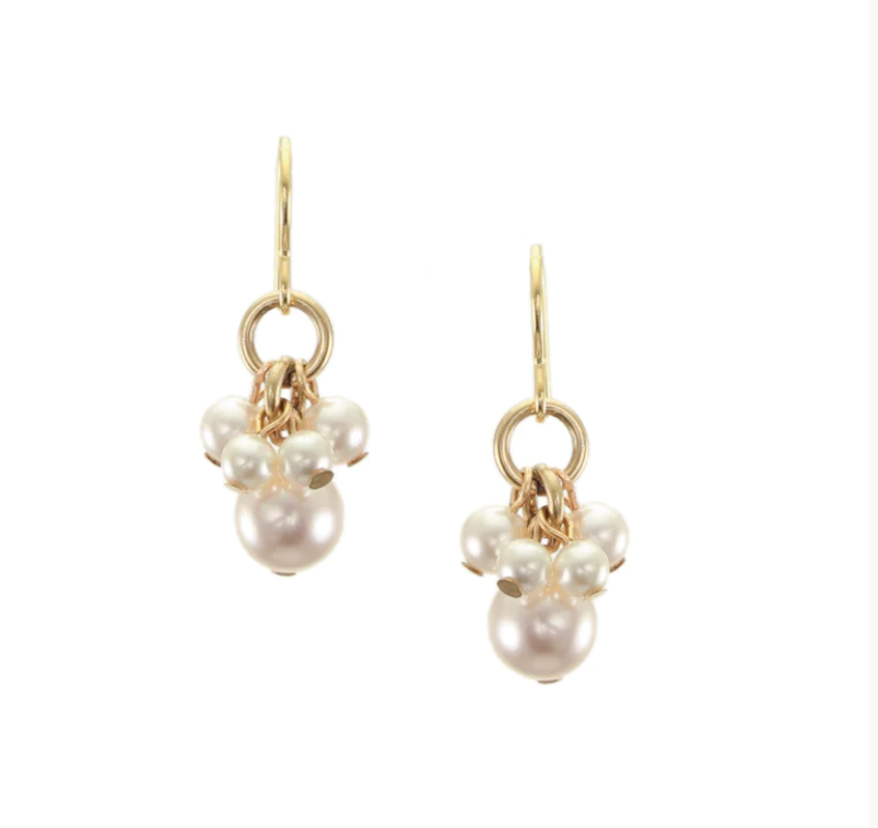 Pearl Cluster Wire Earring