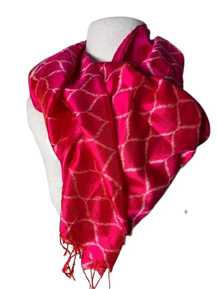 Hand loomed silk ikat scarf - Boudica