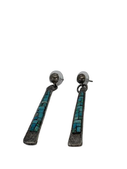 Inlaid Native American turquoise with silver post