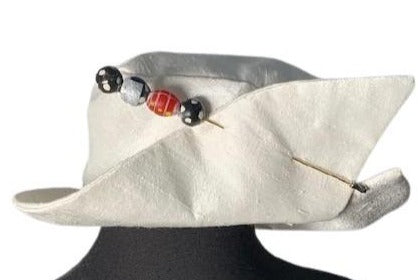 Silk Flap Hat (pin included) - Gray or White