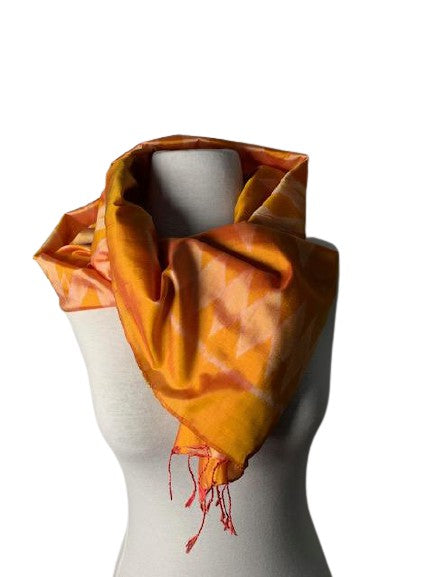 Hand loomed silk ikat scarf - Mango Lassi