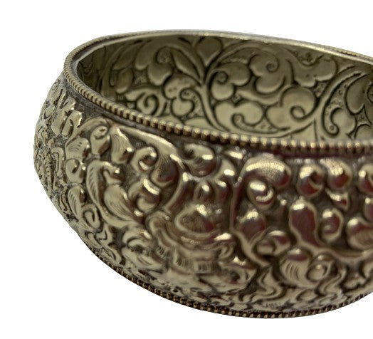 Nepali Hand-Carved Silver Bangle