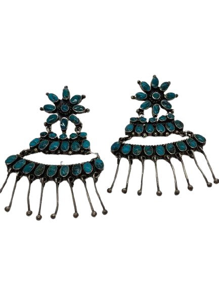 Flower turquoise earrings