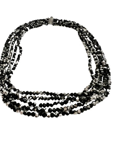 5-Strand Black and Silver Crystals